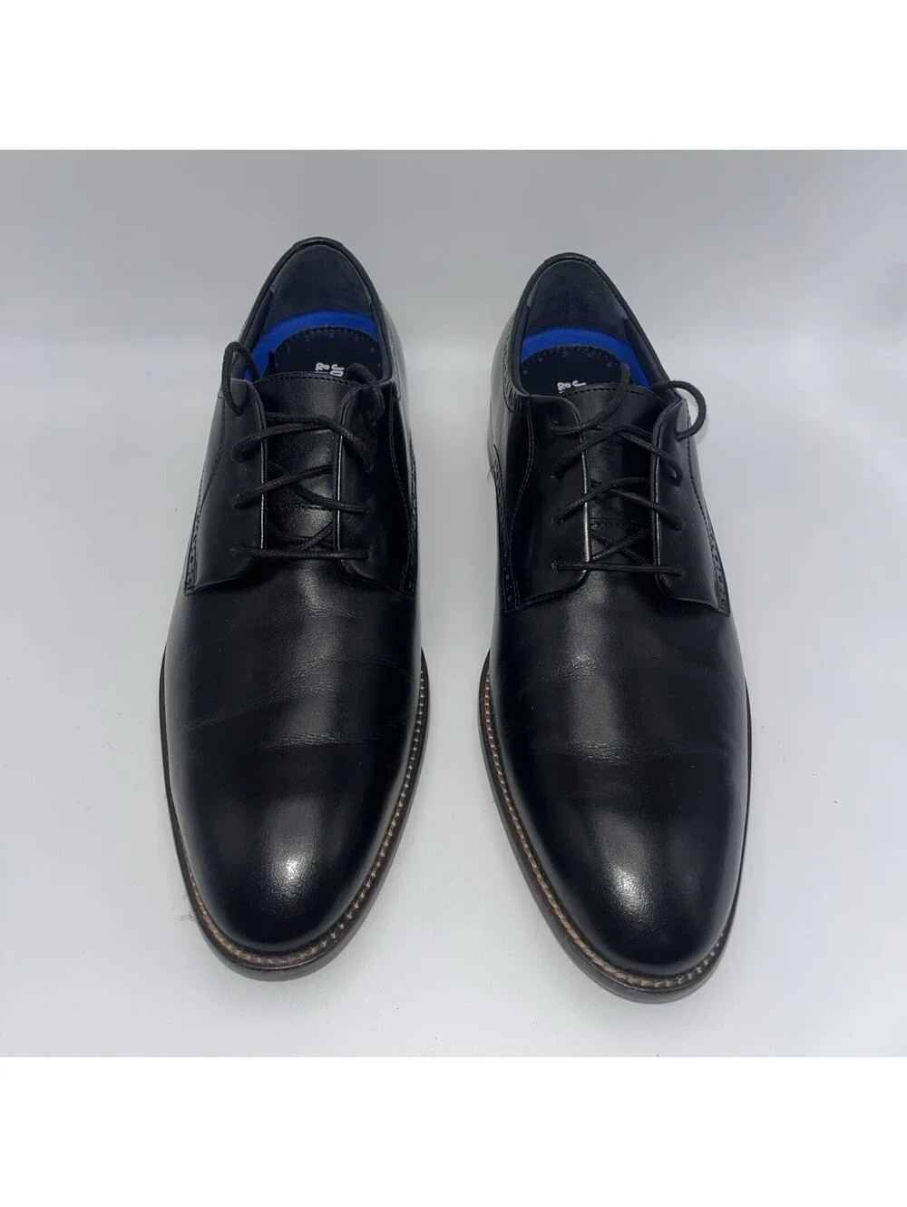 Johnson & Murphy Black Leather Dress Shoes Mens 10.5, 59-2469 Stockton Plain Toe